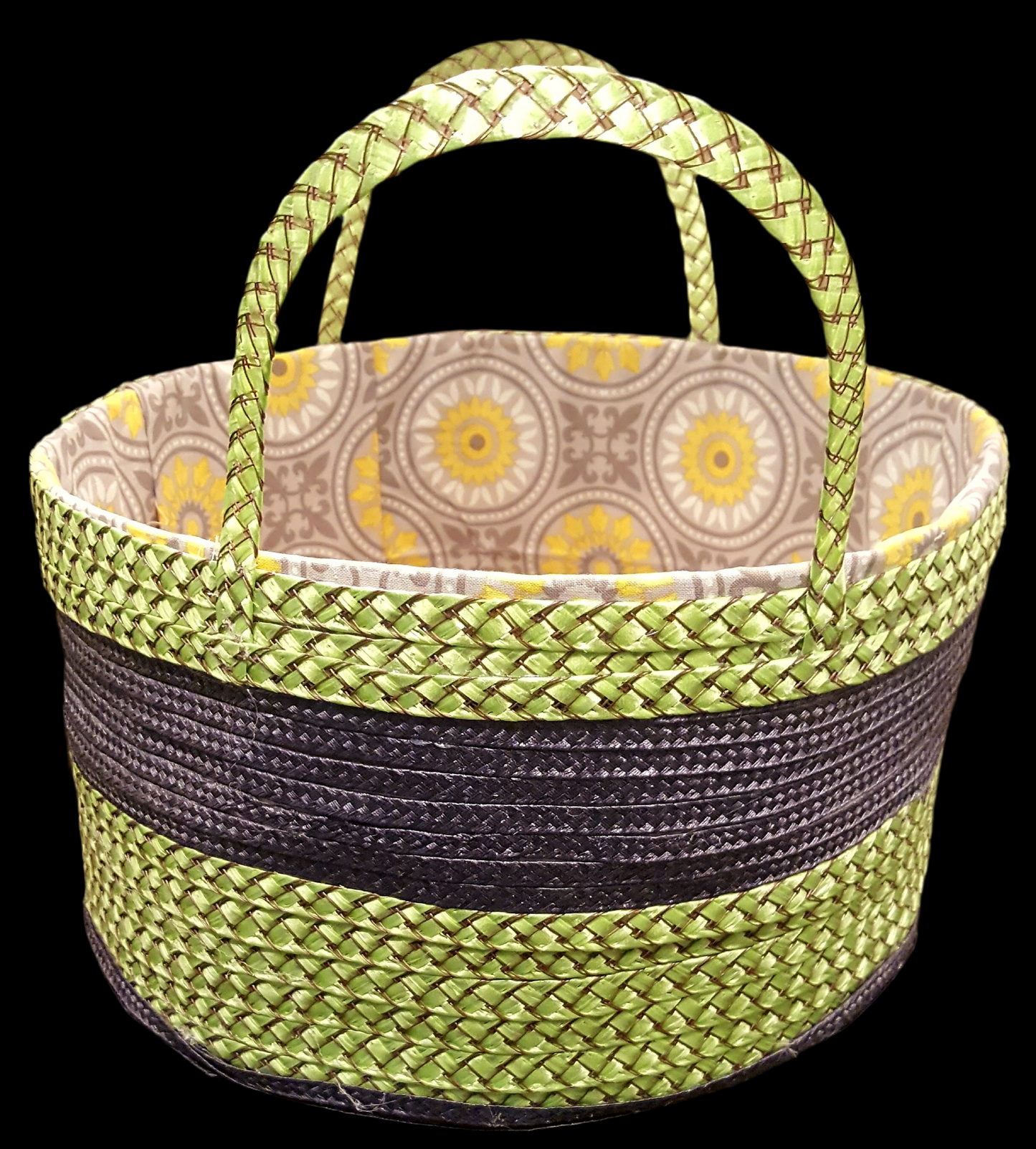 Boho grey/green basket