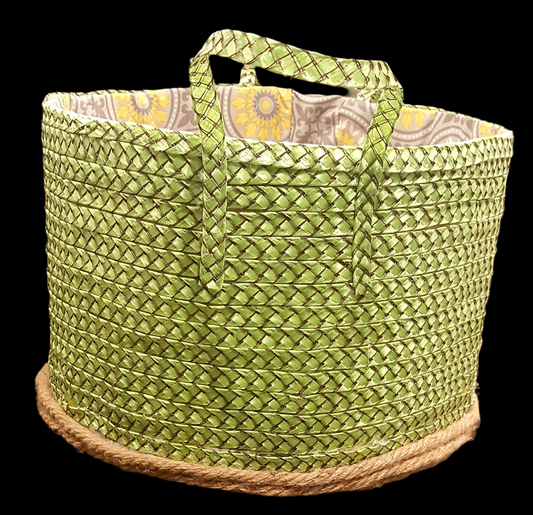 Boho green large basket