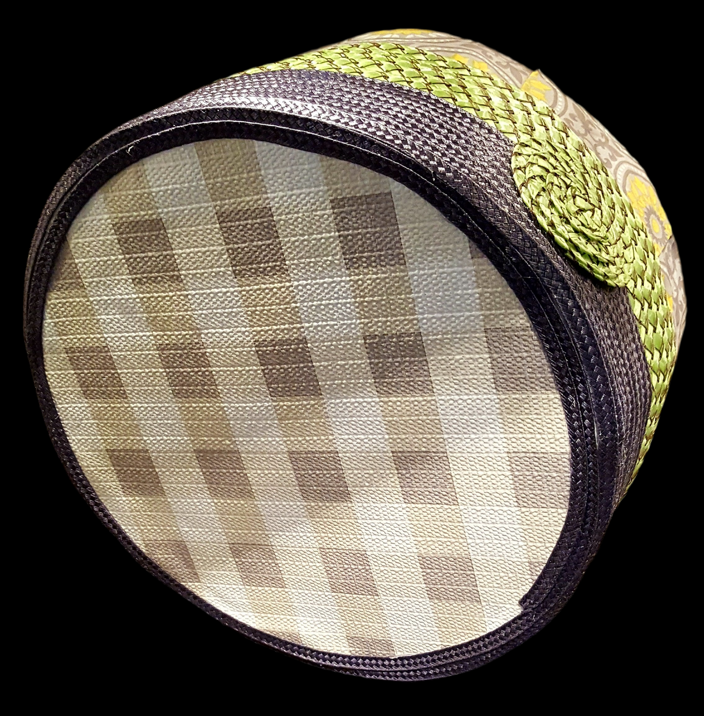 Boho grey/green fabric basket