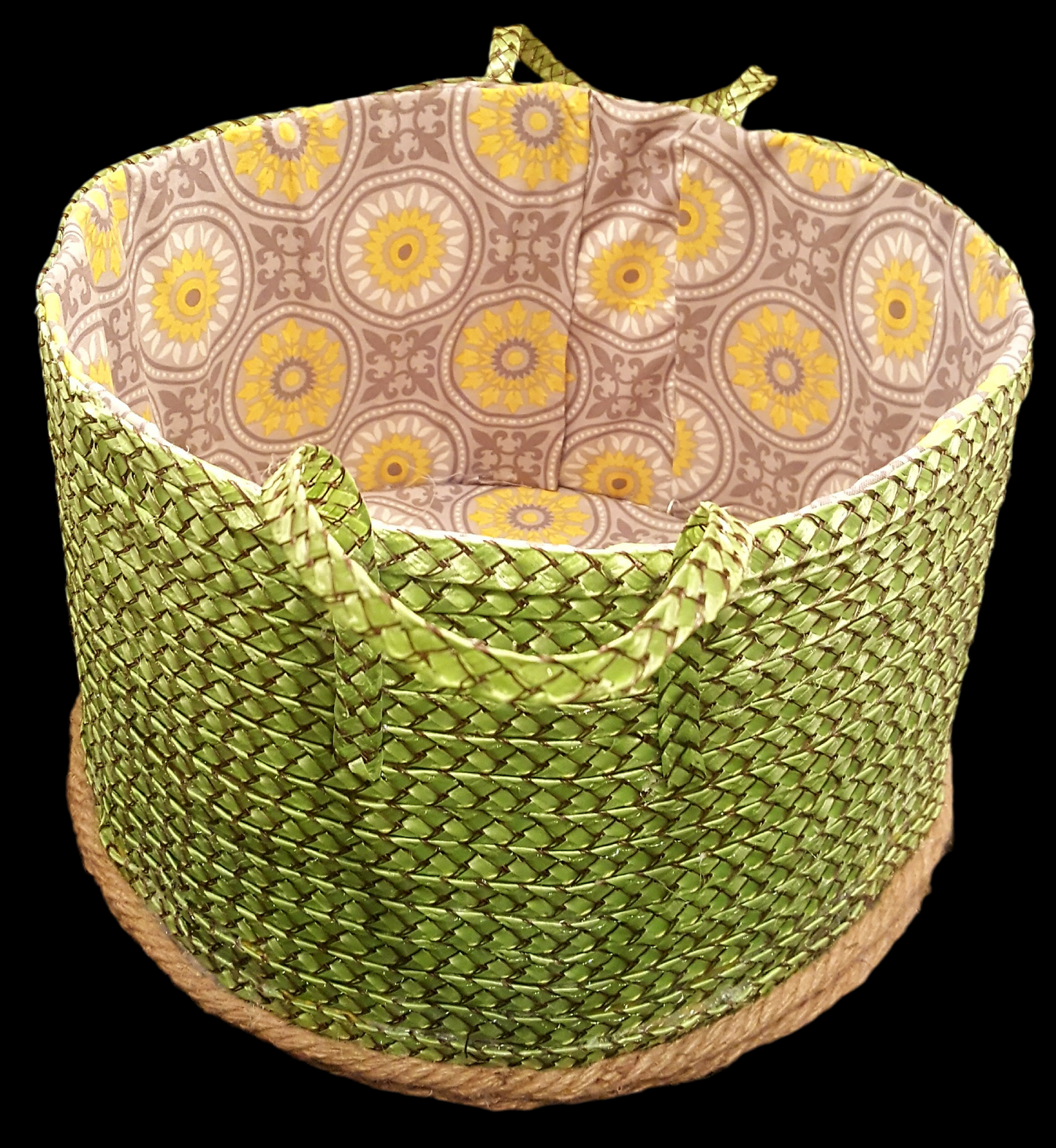 Boho green large basket