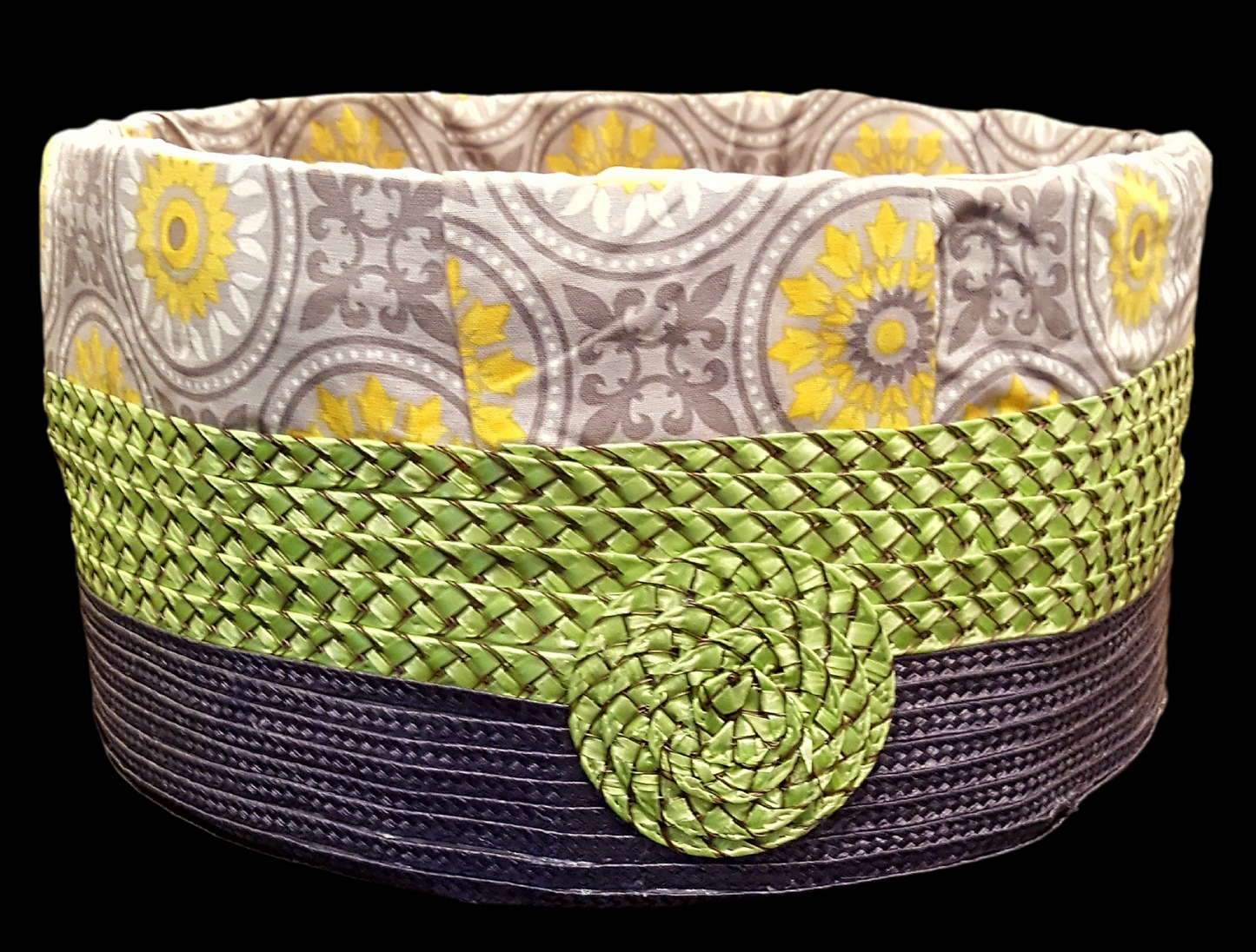 Boho grey/green fabric basket